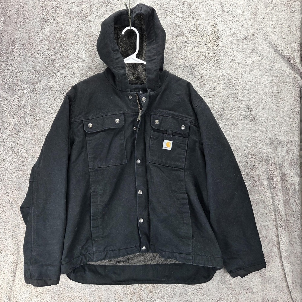 Carhartt Jacket Mens L Black Washed Duck Bartlett Canvas Relaxed Fit Full Zip